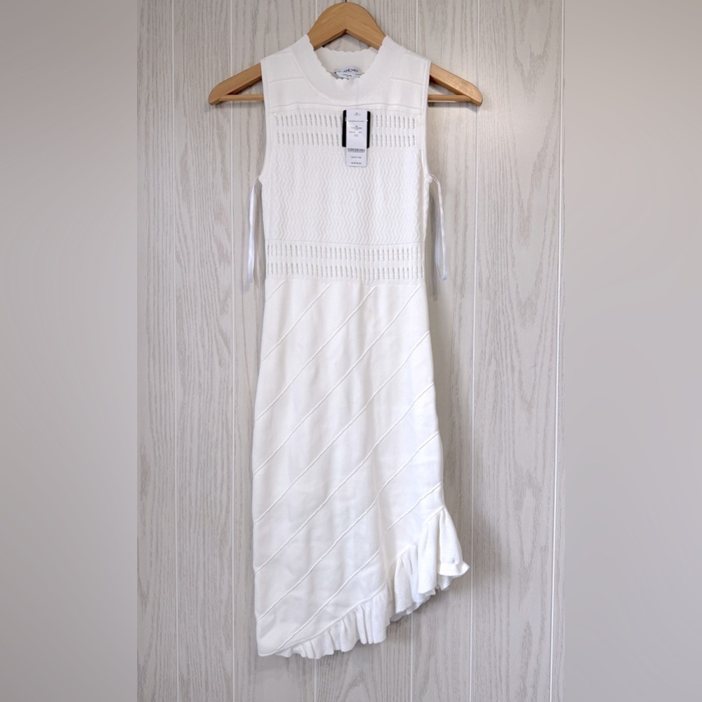 Bebe Asym Pointelle Detail Dress White Size XS – NWT